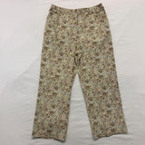 Eric Alexandre Floral Cropped Pants Women's Size 40 Yellow Brown All Over Print Cotton Blend