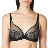 Simone Perele Womens Delice Sheer Plunge Bra  US30D Moonlight NWT