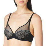 Simone Perele Womens Delice Sheer Plunge Bra  US30D Moonlight NWT
