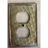 Vintage Metal Diamond Pattern Gold On Gold Single Wall Outlet Cover Plate USED