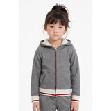 Cabin Fever Girls Full Zip Hoodie Large 14/16 Sherpa Lined Hood Salt Pepper Long Sleeve