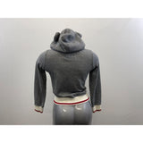 Cabin Fever Girls Full Zip Hoodie Large 14/16 Sherpa Lined Hood Salt Pepper Long Sleeve