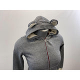 Cabin Fever Girls Full Zip Hoodie Large 14/16 Sherpa Lined Hood Salt Pepper Long Sleeve