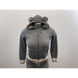 Cabin Fever Girls Full Zip Hoodie Large 14/16 Sherpa Lined Hood Salt Pepper Long Sleeve