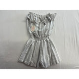 PARADISE WOMENS Tube Romper Size Medium White Gray Striped  NWT