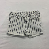 Eighty Two Women's Cuff Shortie Size 03 White Blue Striped Mid Rise Stretch Shorts