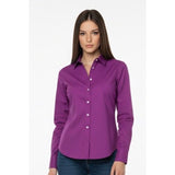 Tommy Hilfiger Women's Purple Stretch Long Sleeve Button Up Dress Shirt Size Small Cotton Blend