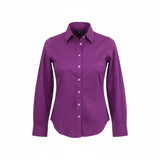 Tommy Hilfiger Women's Purple Stretch Long Sleeve Button Up Dress Shirt Size Small Cotton Blend