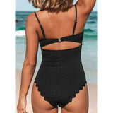 Cupshe Women's One Piece Swimsuit ADG3001B Cutout Scallop Trim Bathing Suit, XL