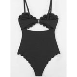 Cupshe Women's One Piece Swimsuit ADG3001B Cutout Scallop Trim Bathing Suit, XL