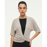 Kenzie Women's Gray Wrap Sweater Size XS Short Sleeve Open Front Rayon Blend
