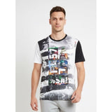 Reebok Men's Large Black White Graphic Polyester T Shirt