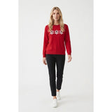 Jenny Buchanan Women's Large Red Crew Neck Long Sleeve Snowmen Fleece Sweatshirt