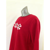 Jenny Buchanan Women's Large Red Crew Neck Long Sleeve Snowmen Fleece Sweatshirt