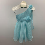 Women's 1 Shoulder Dress Size 6 Blue Front Pleated Polyester Dress