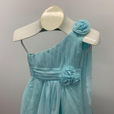 Women's 1 Shoulder Dress Size 6 Blue Front Pleated Polyester Dress