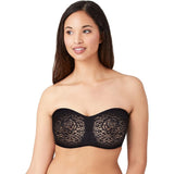 Wacoal 854205 Halo Lace Strapless Underwire Bra Black w/straps