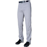 Rawlings mens Semi-Relaxed Full Length Baseball Pants Piped Gray/Navy Small NEW