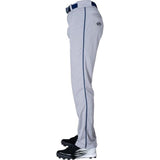 Rawlings mens Semi-Relaxed Full Length Baseball Pants Piped Gray/Navy Small NEW