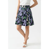 Spanner Women's A Line Skirt Size 2 Blue Green Patterned Cotton Blend Side Zip