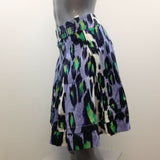 Spanner Women's A Line Skirt Size 2 Blue Green Patterned Cotton Blend Side Zip