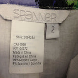 Spanner Women's A Line Skirt Size 2 Blue Green Patterned Cotton Blend Side Zip