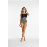 Relleciga One-piece Swimsuit R2130-518 Women's Medium Black/Leopard NWT