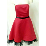 Eden Maids Women's size 7 strapless Prom dress red with black