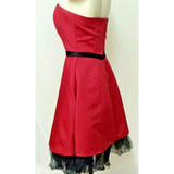 Eden Maids Women's size 7 strapless Prom dress red with black