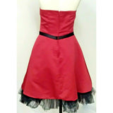 Eden Maids Women's size 7 strapless Prom dress red with black