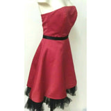 Eden Maids Women's size 7 strapless Prom dress red with black