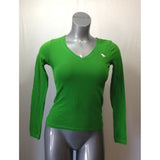 Abercrombie Kids Girls Large Green Long Sleeve V Neck Cotton Logo T Shirt