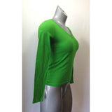 Abercrombie Kids Girls Large Green Long Sleeve V Neck Cotton Logo T Shirt