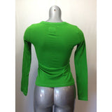 Abercrombie Kids Girls Large Green Long Sleeve V Neck Cotton Logo T Shirt