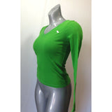 Abercrombie Kids Girls Large Green Long Sleeve V Neck Cotton Logo T Shirt