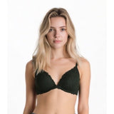 La Senza Women's Size 32DD Padded Push Up Underwire Green Lace Bra