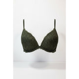 La Senza Women's Size 32DD Padded Push Up Underwire Green Lace Bra