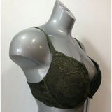 La Senza Women's Size 32DD Padded Push Up Underwire Green Lace Bra