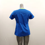 WonderWink Women's V Neck Scrub Top Size Small Blue Green Short Sleeve Polyester Blend NEW