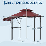 GRILL GAZEBO 8X5 FT WITH 7X3 FT AWNING NEW Unassembled