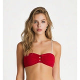 Aqua by La Vie en Rose Women's Red Bathing Suit Strapless Top Size Small Polyester