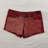 Love Sick Cut Off Red Shorts Women's Size 7 Checkered Board Polka Dot Low Rise