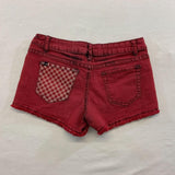 Love Sick Cut Off Red Shorts Women's Size 7 Checkered Board Polka Dot Low Rise