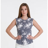 RW & CO Women's X-Small Blue White Striped Sleeveless Henley Neck Top Blouse