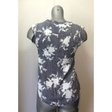 RW & CO Women's X-Small Blue White Striped Sleeveless Henley Neck Top Blouse