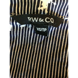 RW & CO Women's X-Small Blue White Striped Sleeveless Henley Neck Top Blouse