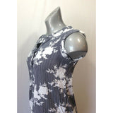 RW & CO Women's X-Small Blue White Striped Sleeveless Henley Neck Top Blouse
