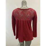American Eagle Women's Small Burgundy Long Sleeve Scoop Neck Sweater w/Lace