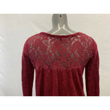 American Eagle Women's Small Burgundy Long Sleeve Scoop Neck Sweater w/Lace