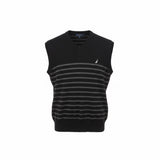 Nautica Men's M Black Sleeveless Sweatervest Striped Fitted Bottom Size Medium Cotton